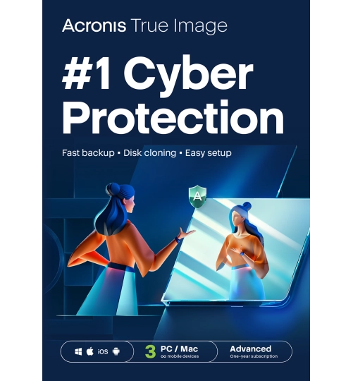 Acronis True Image Advanced | 3 PC | 1 Jaar | 500 GB Cloudopslag 