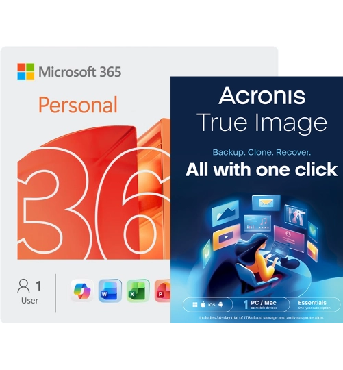 Microsoft 365 Personal + Acronis True Image Essentials | 1 PC | 1 Year