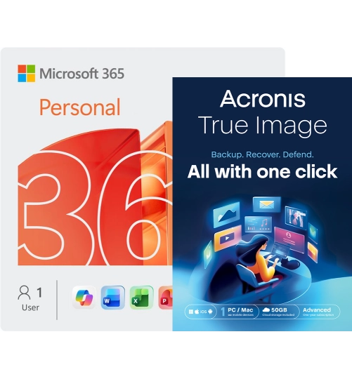 Microsoft 365 Personal + Acronis True Image Advanced | 50 GB Cloud |1 PC | 1 Year