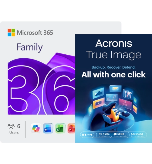 Microsoft 365 Family + Acronis True Image Advanced | 1 PC | 1 Year