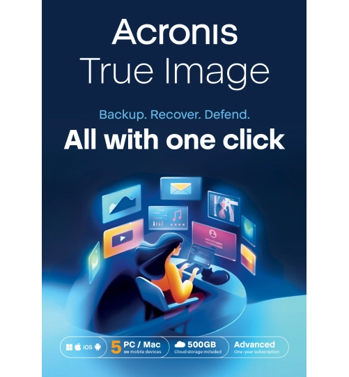 Acronis True Image Advanced | 5 PC | 1 Year | 500 GB Cloud Storage