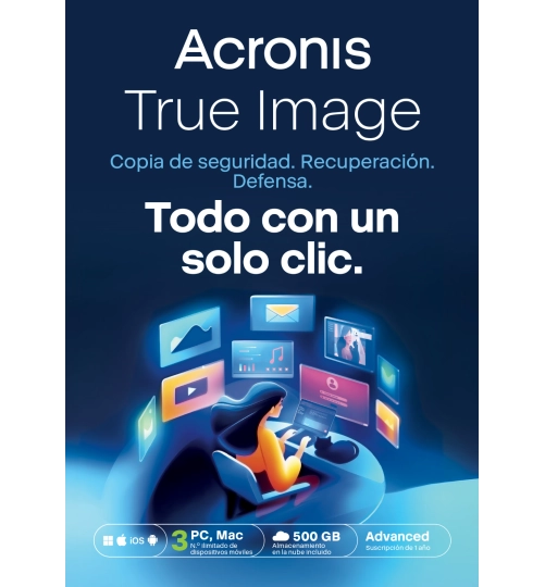 Acronis True Image Advanced | 3 PC | 1 Año | 500 GB Nube