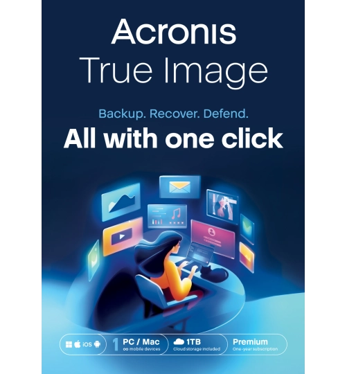 Acronis True Image Premium | 1 PC | 1 Year | 1 TB Cloud Storage