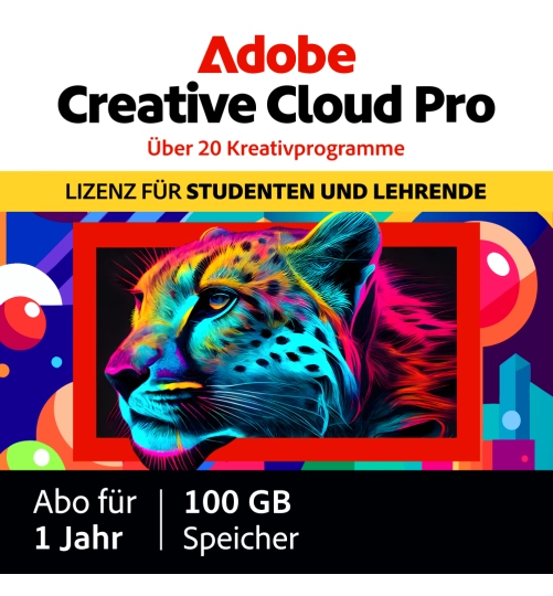 Adobe Creative Cloud Pro (alle Apps) Student & Teacher Edition | Abonnement | 1 Jahr | 100 GB Cloud
