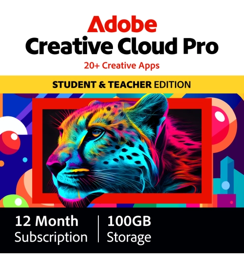 Adobe Creative Cloud Pro (alle apps) Student & Teacher Edition | Subscription | 1 Year | 100 GB Cloud