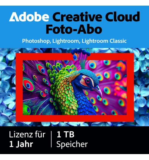 Adobe Photography Plan (Photoshop CC + Lightroom CC) | 1 Benutzer | 1 Jahr | 1TB Cloudspeicher