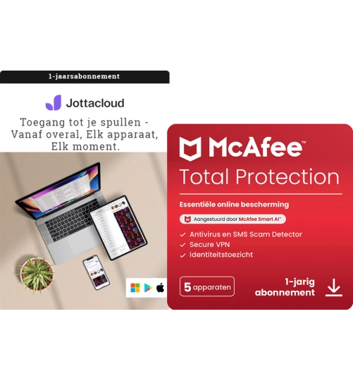 McAfee Total Protection Student | 5 PC + Jottacloud | 1 Jaar