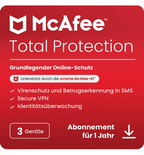 McAfee Total Protection | 3 Geräte | 1 Jahr
