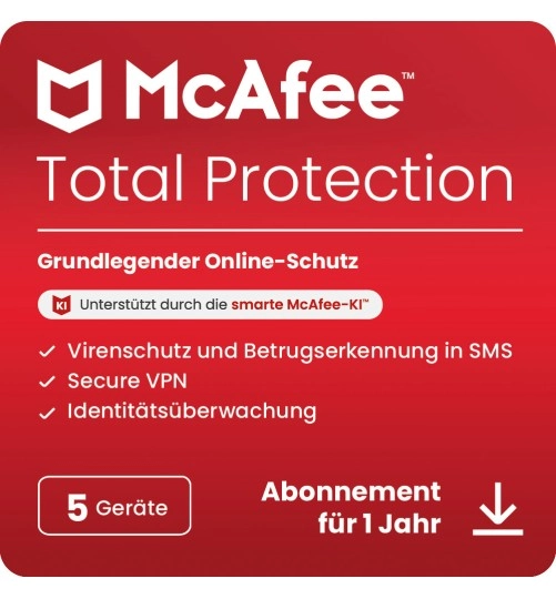 McAfee Total Protection | 5 Geräte | 1 Jahr