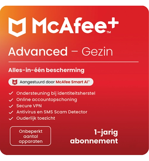 McAfee+ Advanced Family | Onbeperkt aantal apparaten | 1 Jaar