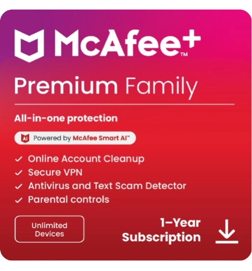 McAfee+ Premium Family | 1 Year | Unlimited Devices