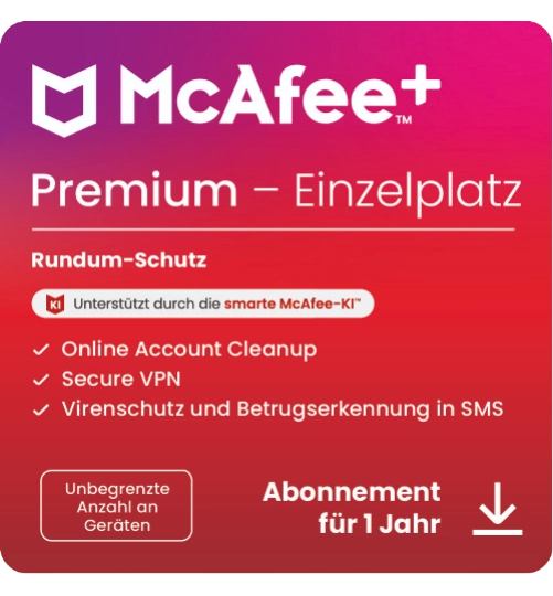 McAfee+ Premium Individual | 1 Jahr | Unbegrenzte Geräte