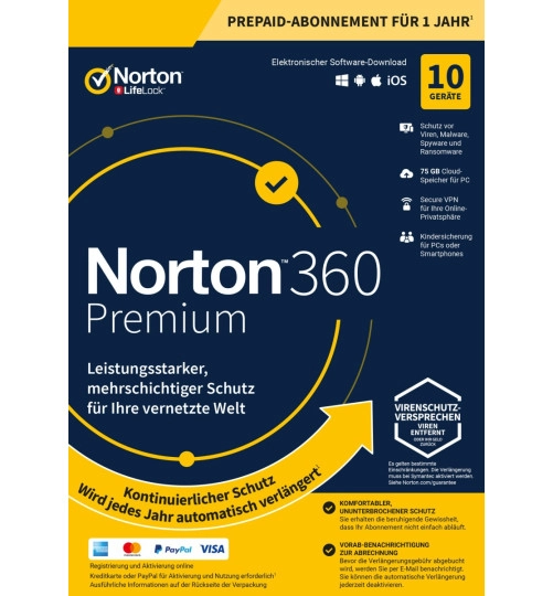Norton 360 Premium | 10 Geräte | 1 Jahr