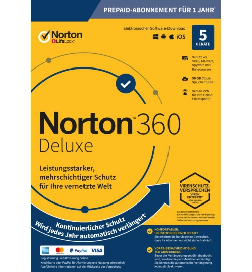Norton 360 Deluxe | 5 Geräte | 1 Jahr