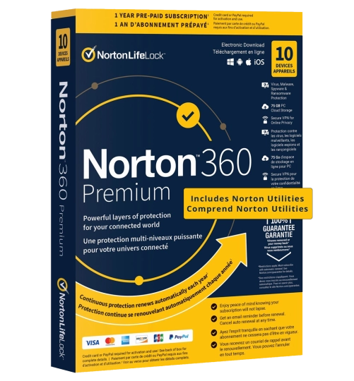 Norton 360 Premium with Norton Utilities Ultimate | 10 Devices | 1 Year