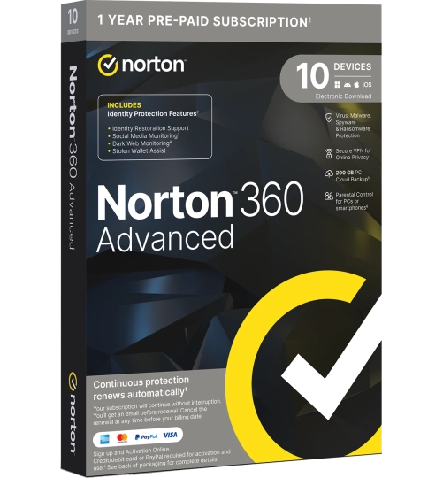 Norton 360 Advanced | 10 Devices | 1 Year