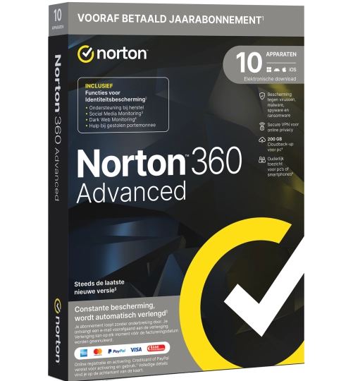 Norton 360 Advanced | 10 Apparaten | 1 Jaar